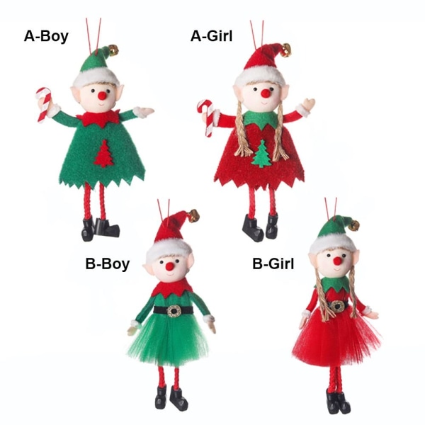 Christmas Elf Doll Boy Girl Xmas Tree Ornaments Pendant A-FLICK