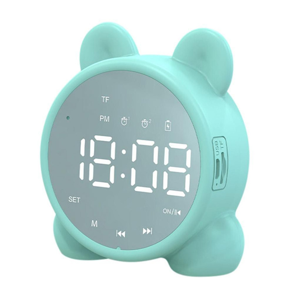 Trådlös Bluetooth -högtalare Smart Alarm Clock Audio GRÖN Green