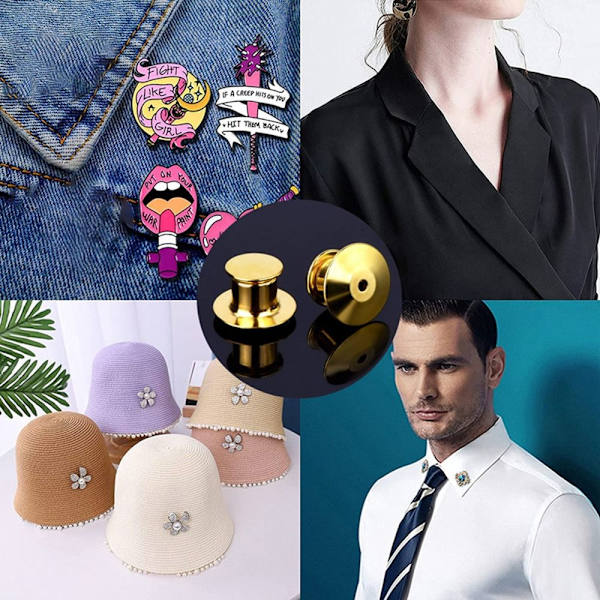 30 STK Badge Spænde Broche Tryklås SORT black