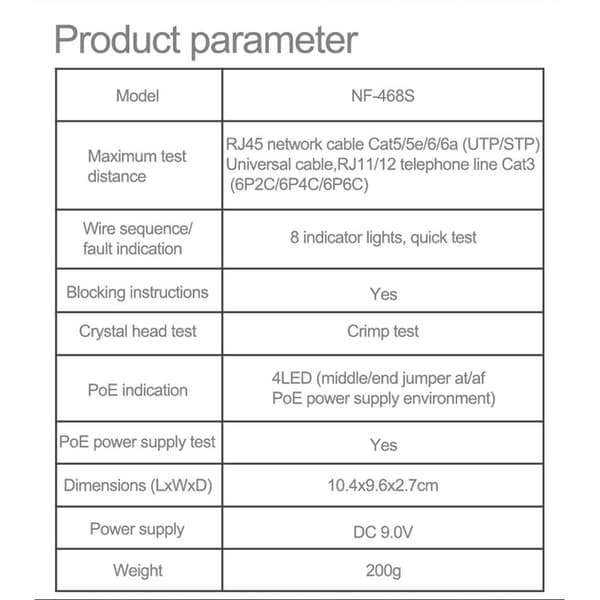 Nätverkskabeltestare Single Head Cable Checker Wire Test Tool