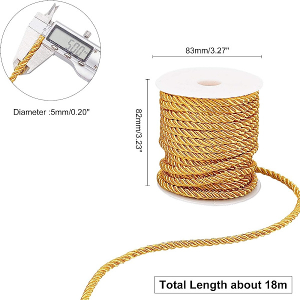 Twisted Cord Trim Twisted Rope Trim GULD gold