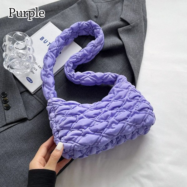 Plisseret Bubbles skuldertaske Crossbody taske LILLA purple