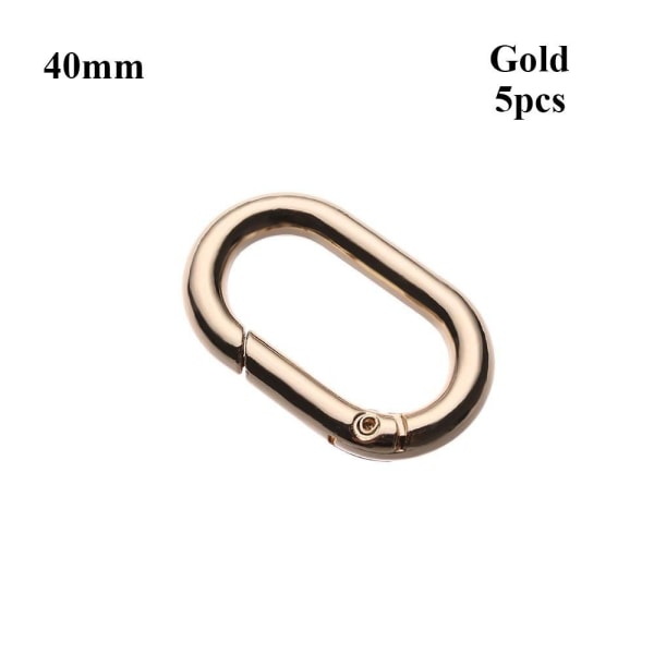 5stk Fjær Ovale Ringer Veske Beltespenner GULL 40MM Gold 40mm