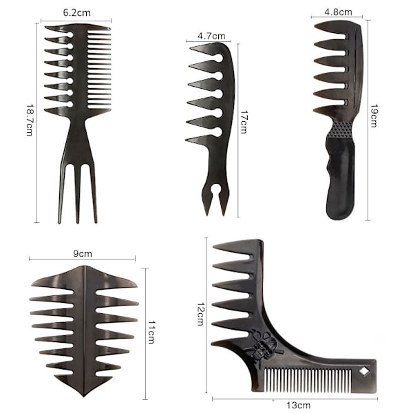 2 STK Retro Baghoved Styling Kam Bred Tand Tekstur Kam 2 2 2