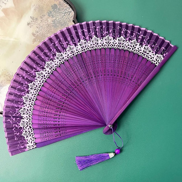 Skiftende Crown Fan Folde Fan LILLA purple