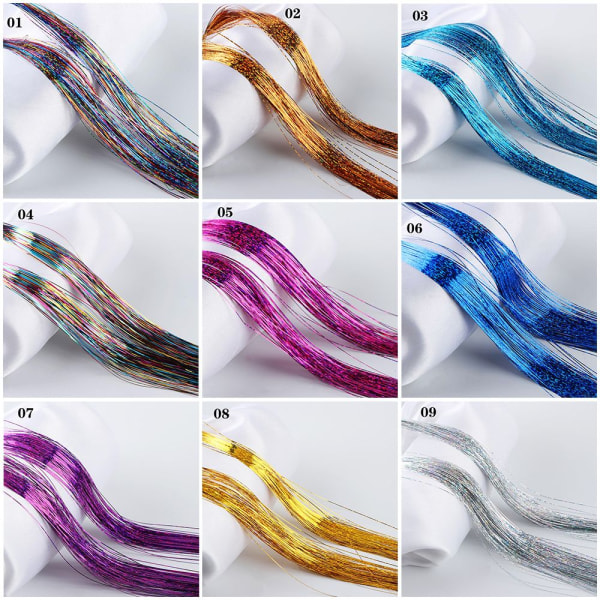 100 Strands Hair Extension Hair Tinsel Bling Silk 08