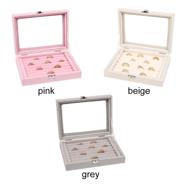 Sammet Ring Box Smycken Organizer ROSA pink