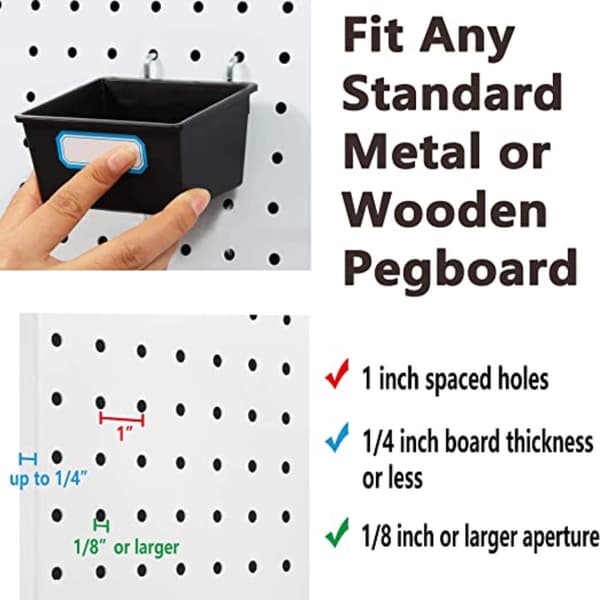 1/6 Set Pegboard Bins Koukut ja tarrat 6SET 6set
