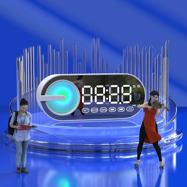 Digital väckarklocka Bluetooth högtalare VIT white