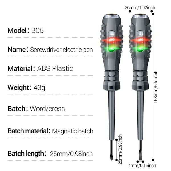 Elektrisk Tester Pen Skruetrækker B05 CROSS B05 CROSS B05 Cross