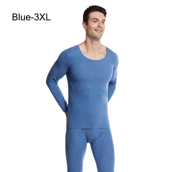 Helt sett med termisk undertøy for menn Long Johns topp og bunn BLÅ Blue 3XL