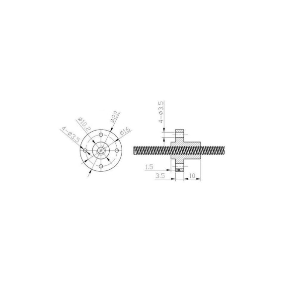 6stk Silent T8 Bly Skrue Mutter POM mutter 8mm Bly