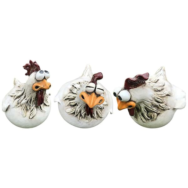 Kycklingstaty Trädgårdsskulptur 3st 3PCS
