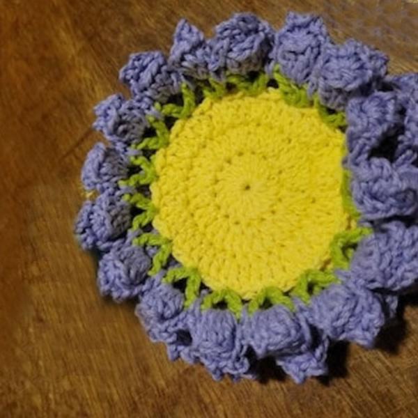 Håndlavede Turtle Coasters til Krus Kaffekopper LILLA BLOMST Purple Flower