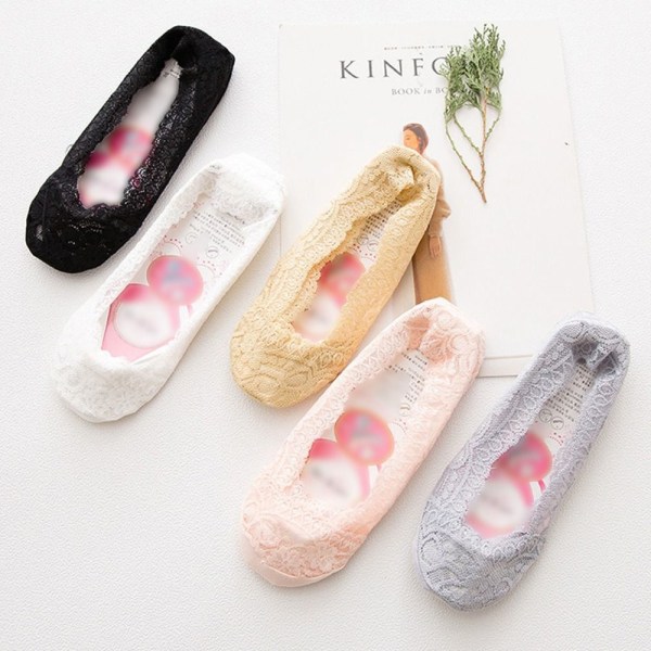 Lace Boat Socks Women Invisible Socks BLACK&NUDE black&nude