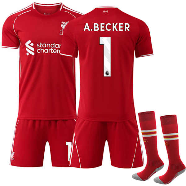 2025-2026 Liverpool Hjemmebane Børnefodboldtrøje Sæt Nr. 1 A. Becker adult S