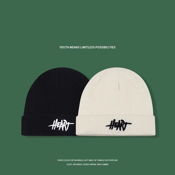 Fleece Warm Hat Manschettstickad Beanie VIT white