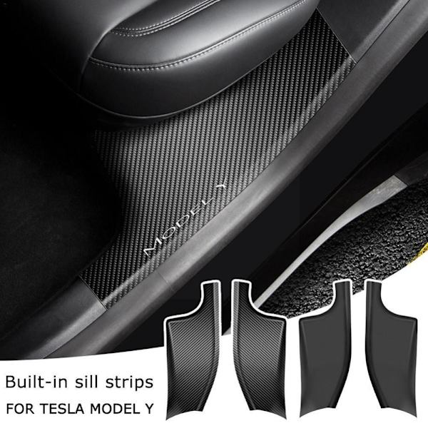 2 STK Bakre dörrtröskel Listskydd KOLFIBERMÖNSTER KOL Carbon Fiber Pattern