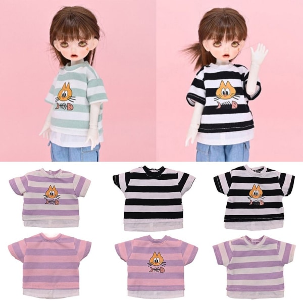 Doll Stripe T-skjorte Dukkeoverdeler 2 2 2