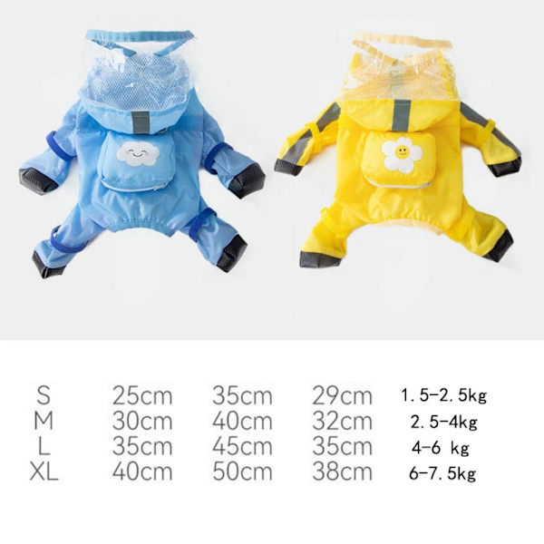 Regnfrakke til hunde Regntøj til kæledyr GUL TIL 4-6 KG yellow for 4-6 kg