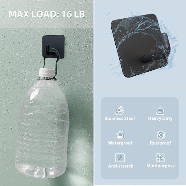 4st självhäftande krokar Sticky Pothook SVART black