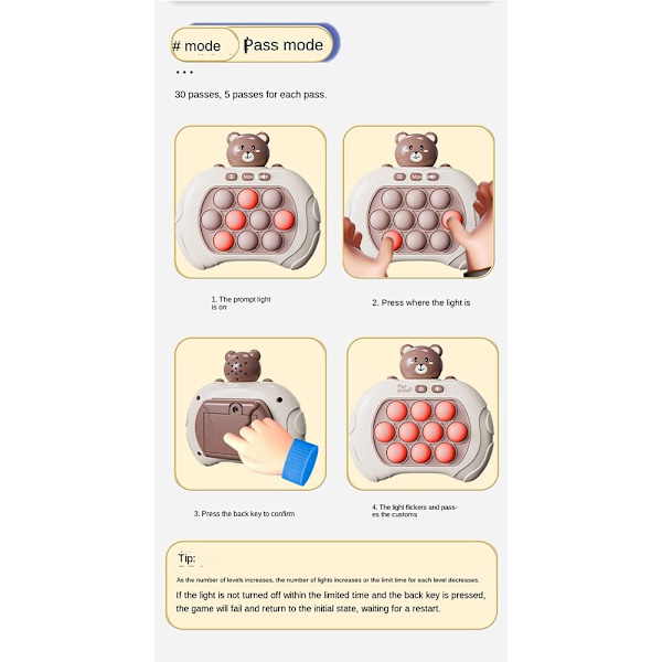 Paina Music Game Machine Speed Push -painiketta murtaaksesi lastenpelien oppimiskoneen