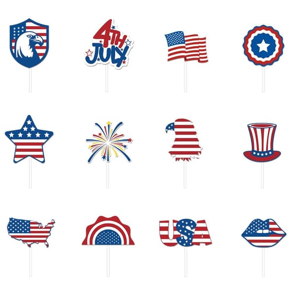 2 sett Cake Topper Independence Day Cupcake Flag Insertion 2 Set