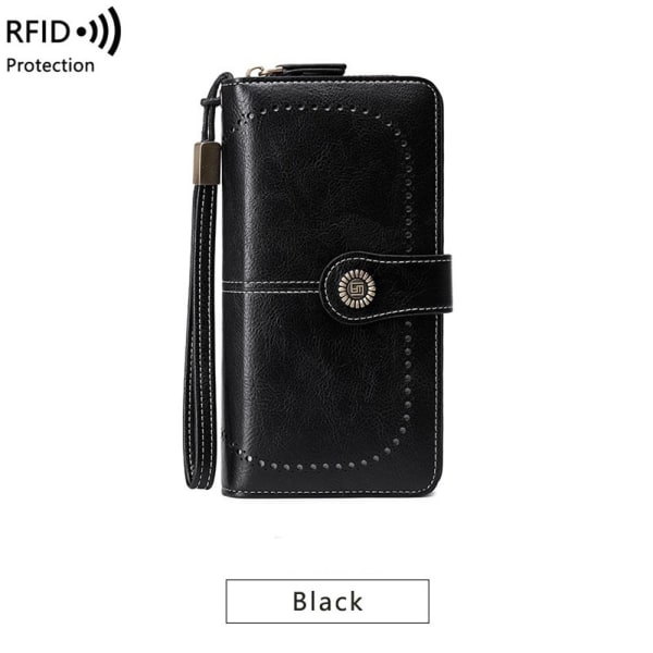 Damplånbok RFID Stöldskyddsläderplånböcker Black