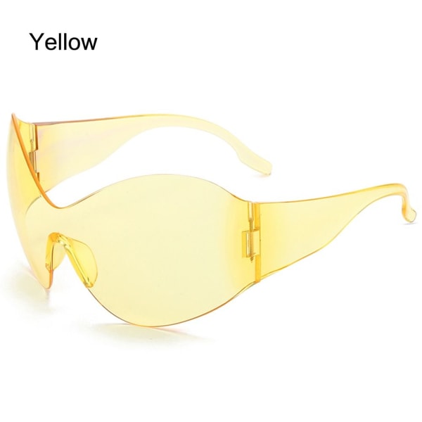 Oversized Futuristic Solbriller Y2K Solbriller GUL GUL Yellow