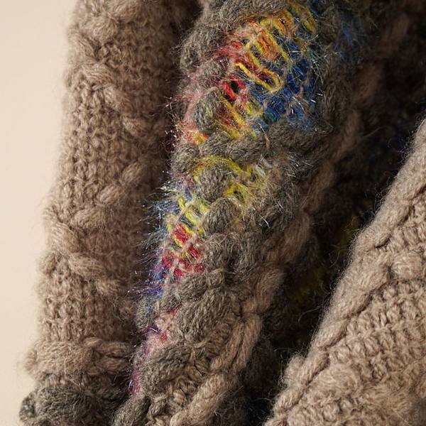 Mongolisk Poncho Rhombic Stripe Tofssjal GRÅ grey