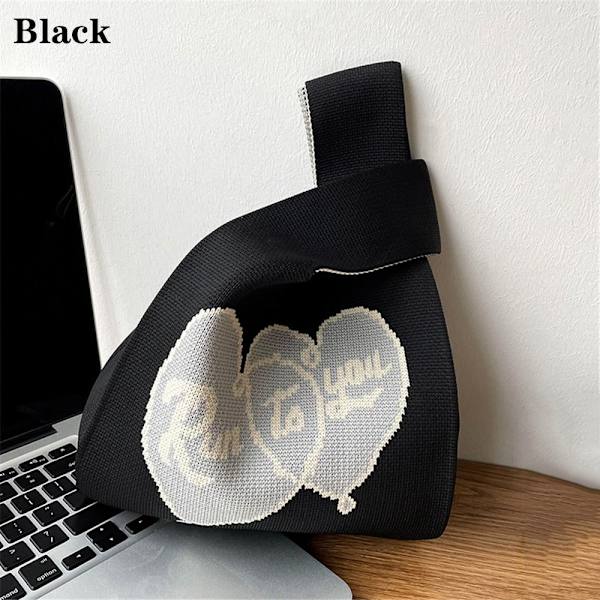 Strikket Håndtaske Knot Håndledstaske SORT black