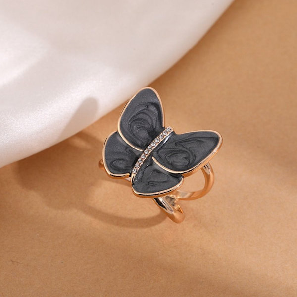 Butterfly Scarf Spänne Rhinestone Scarf Ring Clip SVART 35MM black 35mm-35mm