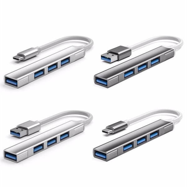 Usb 3.0 Hub Type-C Splitter TYPE-C LYS GRÅ TYPE-C LYS GRÅ Type-C Light Grey