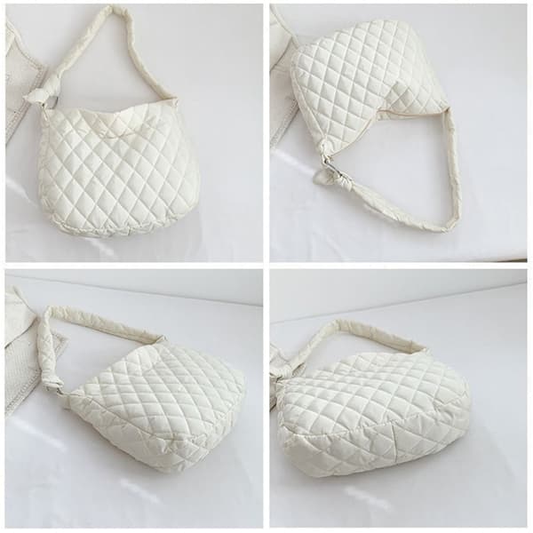 Axelväska Quiltade tygväskor VIT white