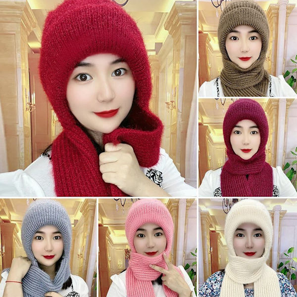 Integrert Cap Skjerf Beanie Hat Skjerf WINE RED Wine red