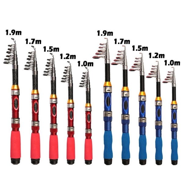 1,0m-1,9m Fiskestang lokkestænger RØD 1,7M 1,7M Red 1.7m-1.7m