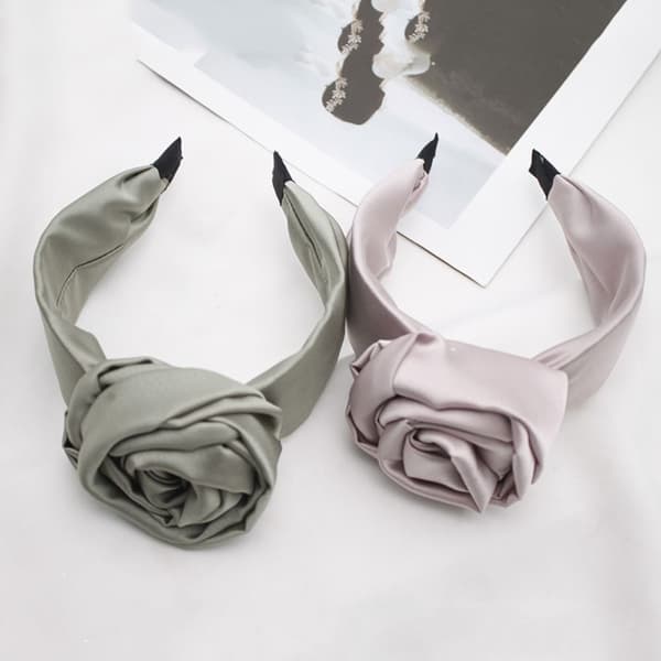Blomster pannebånd Bred hårbøyle GRÅ grey