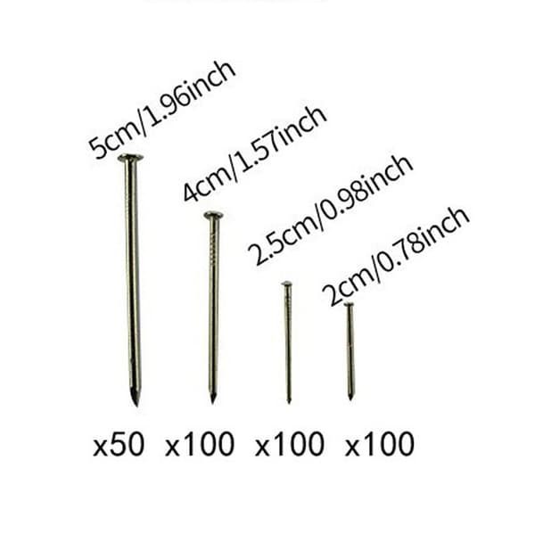 350st Naglar Sortiment Flat Head Nails Väggsticks Pins