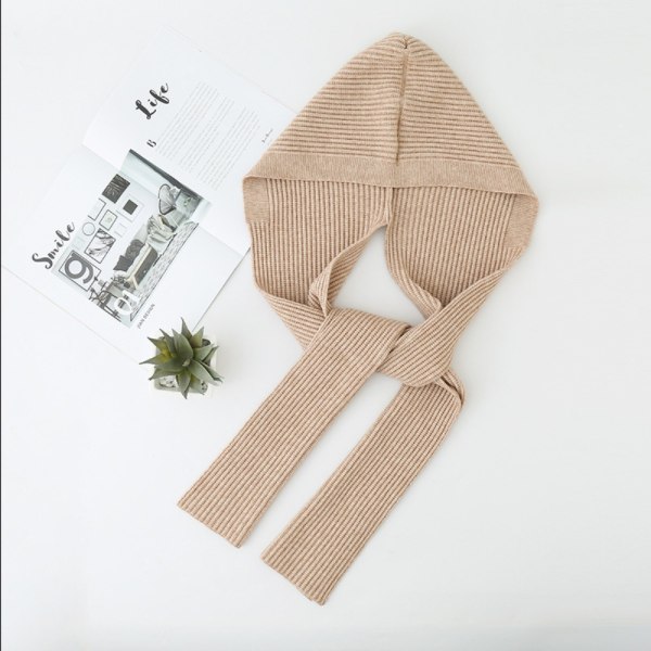 Neulottu hupullinen huivi Pidä lämpimänä Huivi BEIGE beige
