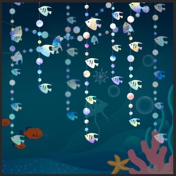 2 stk Ocean Fish Paper Garland Ocean tema festdekoration