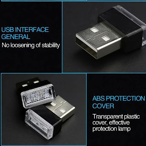 Bilinteriør Belysning USB LED LYS BLÅ light blue
