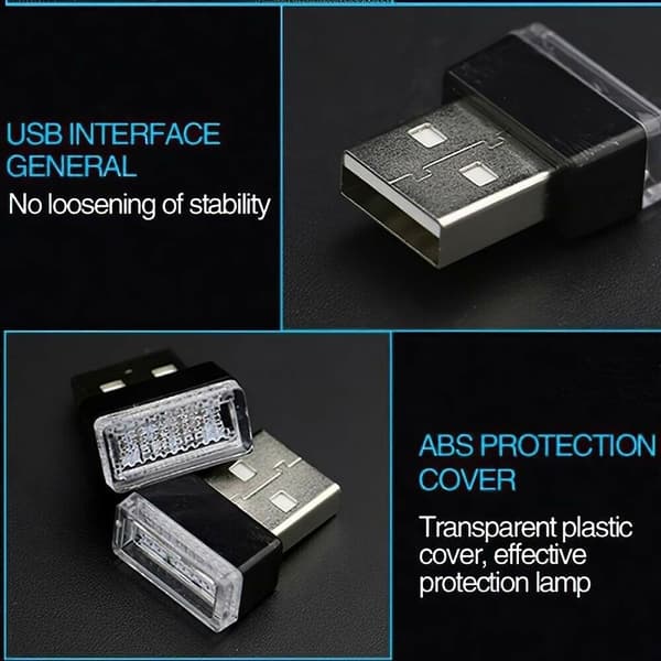 USB LED-belysning för bilinteriör, VIT white