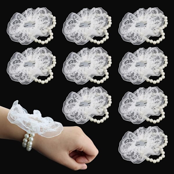 10 stykker elastisk perle håndled Corsage Bands bryllup håndled