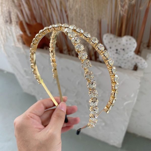 Barokk pannebånd Rhinestone Crown GULL gold