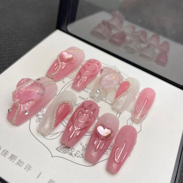 10 stk Pure Manual False Nail Y2K Hottie Håndlagde Nails M M