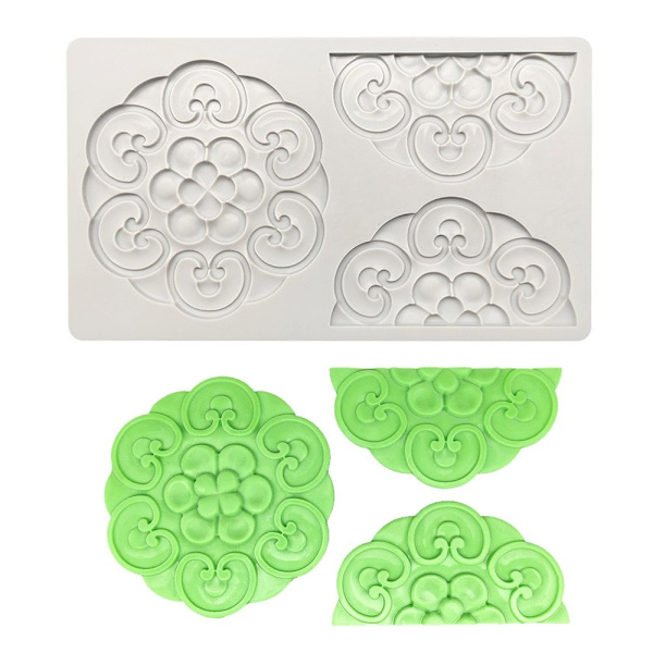 Fondantkaka Spetsmatta Form 3D-gravyr 3 3