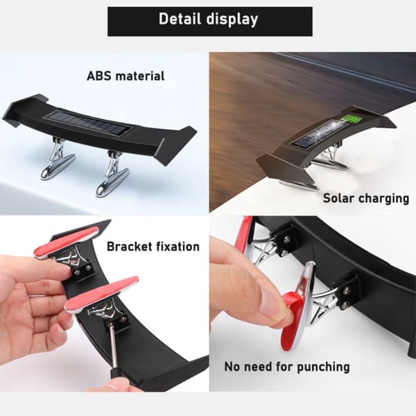 Mini Solar Baklys Advarsel Baklys LED Bil bakspoiler