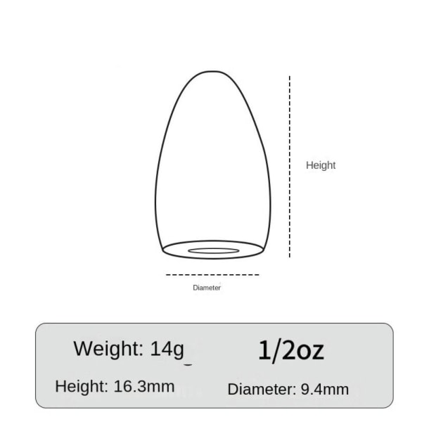 1/2/3/4/5 stk Fiskeri Tungsten faldsynke 14G-1PC 14G-1PC 14g-1pc