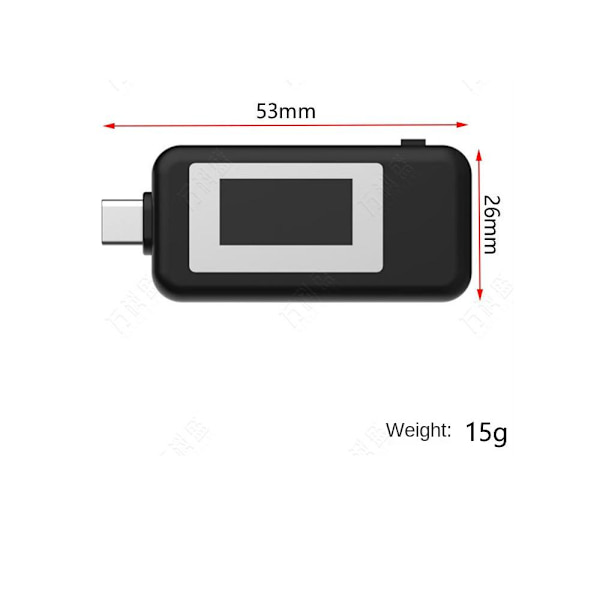 USB C Strømmåler Monitor Multifunksjonell USB Tester Lader