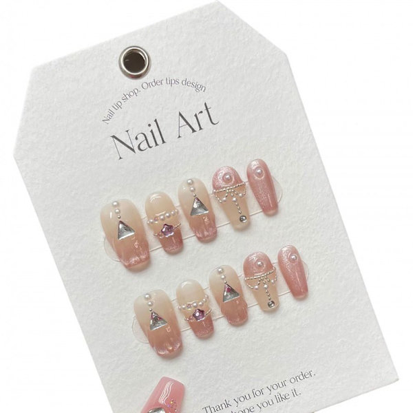 10 stk Fairy Hemline Håndlagde negler Pure Manual False Nail MLONG MLong